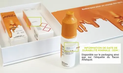 flacon alfaliquid et information sur la DDM ou DLUO
