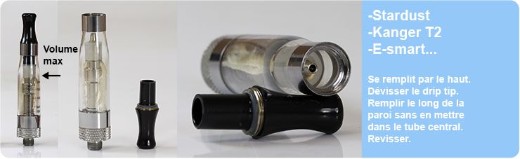 remplir réservoirs stardust kanger T2 E-Smart