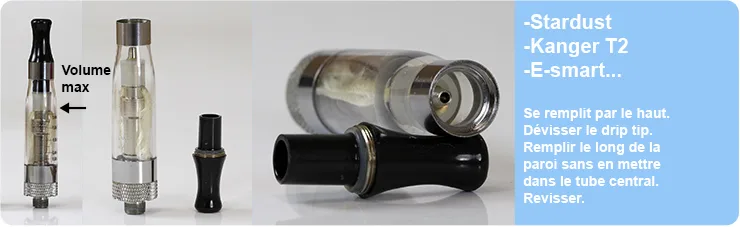 remplir réservoirs stardust kanger T2 E-Smart